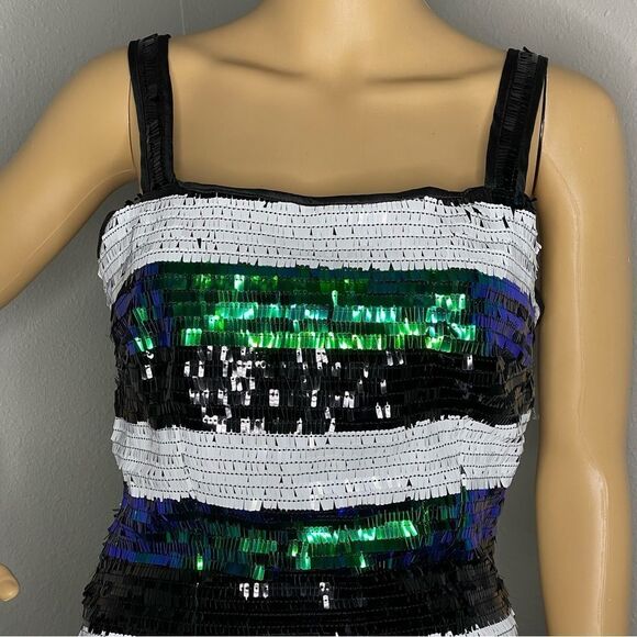 NWT Fashion Nova Stardust Sequin Mini Dress White Blue Green Black Size Medium - Picture 3 of 16